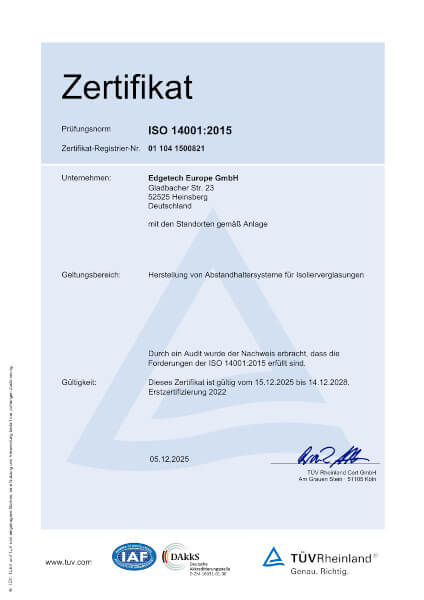 Zertifikat ISO 14001